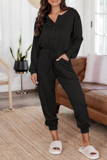 CM | Casual Solid Patchwork V Neck Regular Jumpsuits