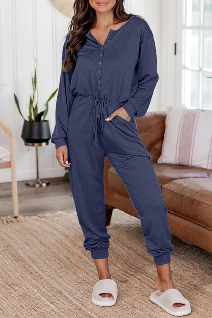 CM | Casual Solid Patchwork V Neck Regular Jumpsuits