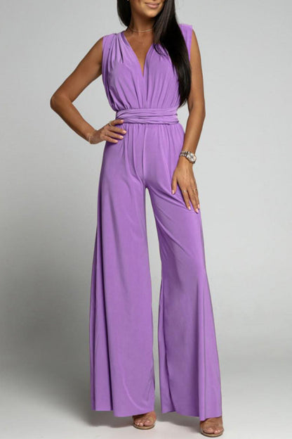 CM | Casual Elegante Solid Backless Cross Strap V Neck Jumpsuits(4 Colours)