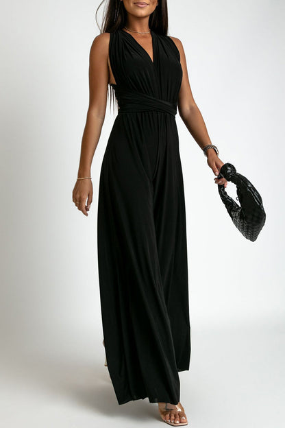 CM | Casual Elegante Solid Backless Cross Strap V Neck Jumpsuits(4 Colours)