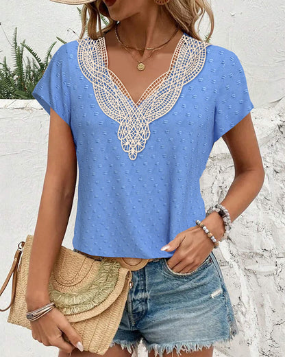 CM | Blusa 3D costura floral manga corta