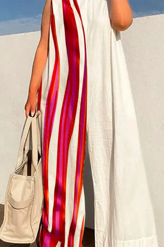 CM | Casual Street Print O Neck Loose Jumpsuits