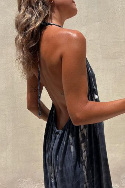 CM | Casual College Print Contraste U Neck Loose Jumpsuits