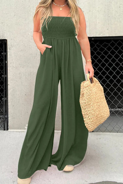 CM | Casual Simplicity Solid Pocket Square Collar Loose Jumpsuits (6 Colores)