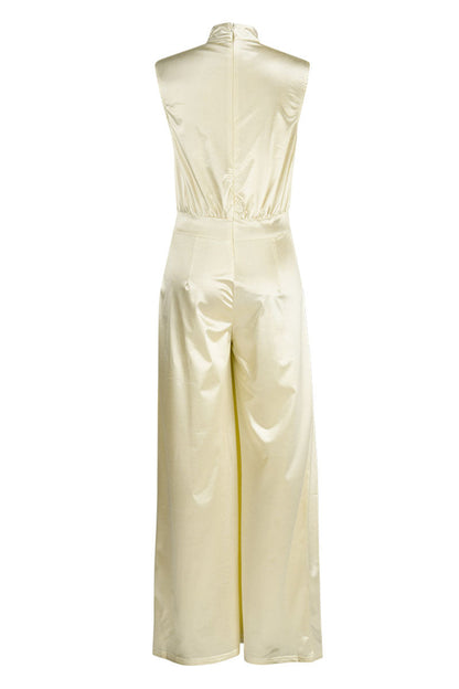 CM | Casual Solid Patchwork Half A Turtleneck Regular Jumpsuits (sin cinturón)(3 colores)