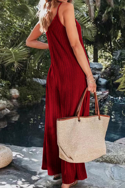 CM | Casual Simplicity Solid Backless V Neck Loose Jumpsuits (6 Colores)