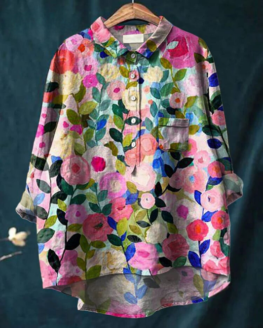 CM | Blusa chic de seda con flores