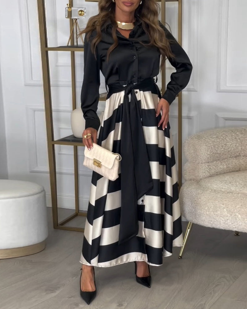 CM | Elegante maxi vestido de rayas