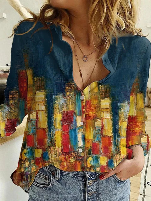 CM | Blusa casual estampada de manga larga