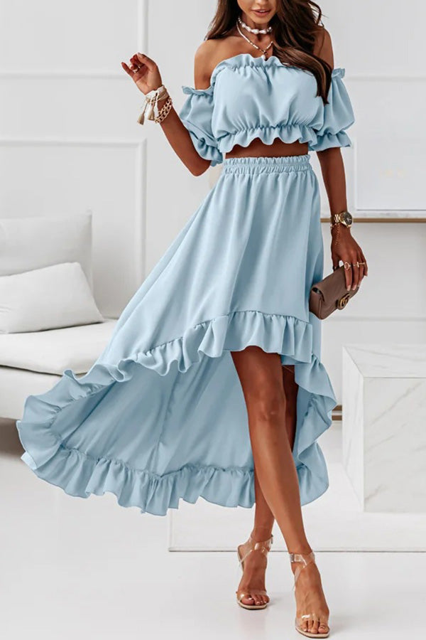CM | Traje vestido midi sin hombros