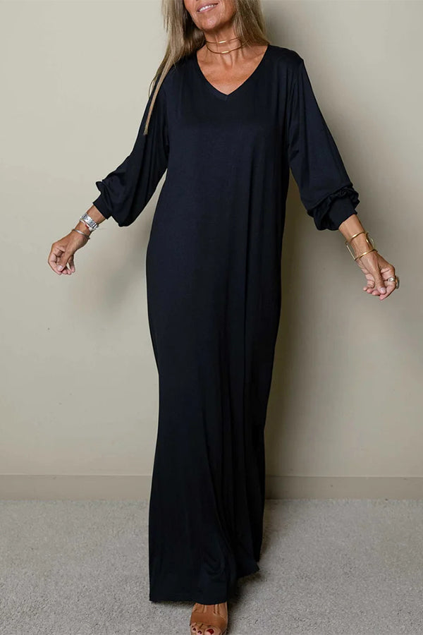 CM | Ladies Vestido maxi casual con escote en V