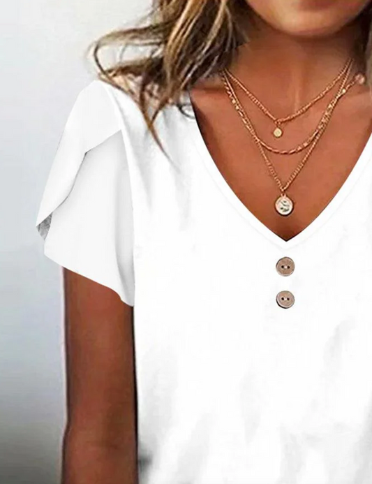 CM | Acogedor top blanco monocolor de manga corta