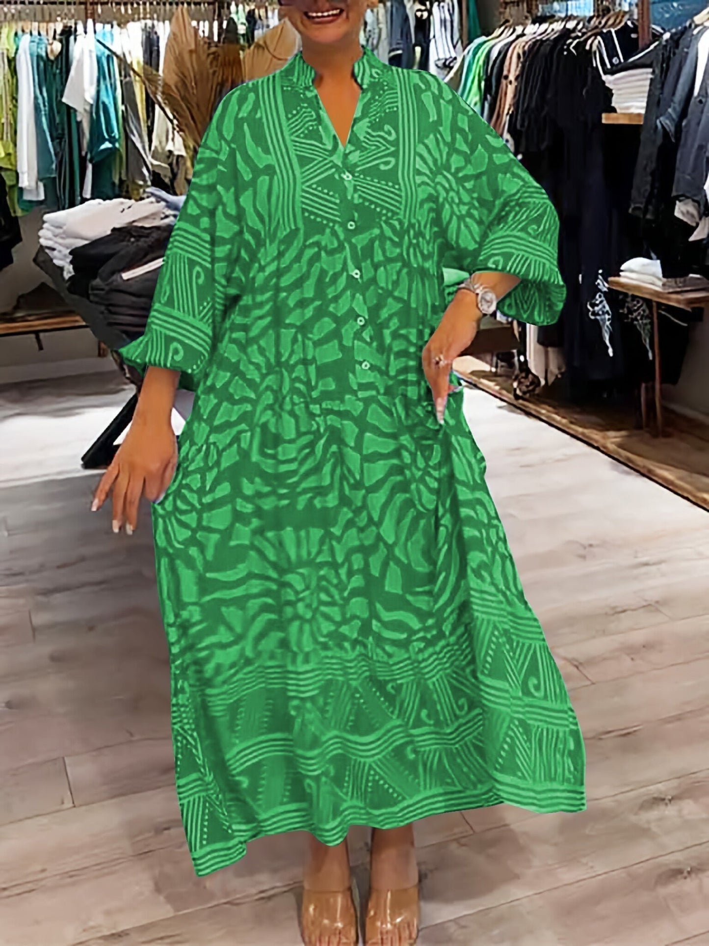CM | Vestido midi sin esfuerzo con escote en V