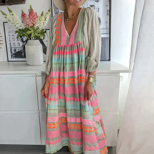 CM | Maxi vestido de manga larga con escote en V