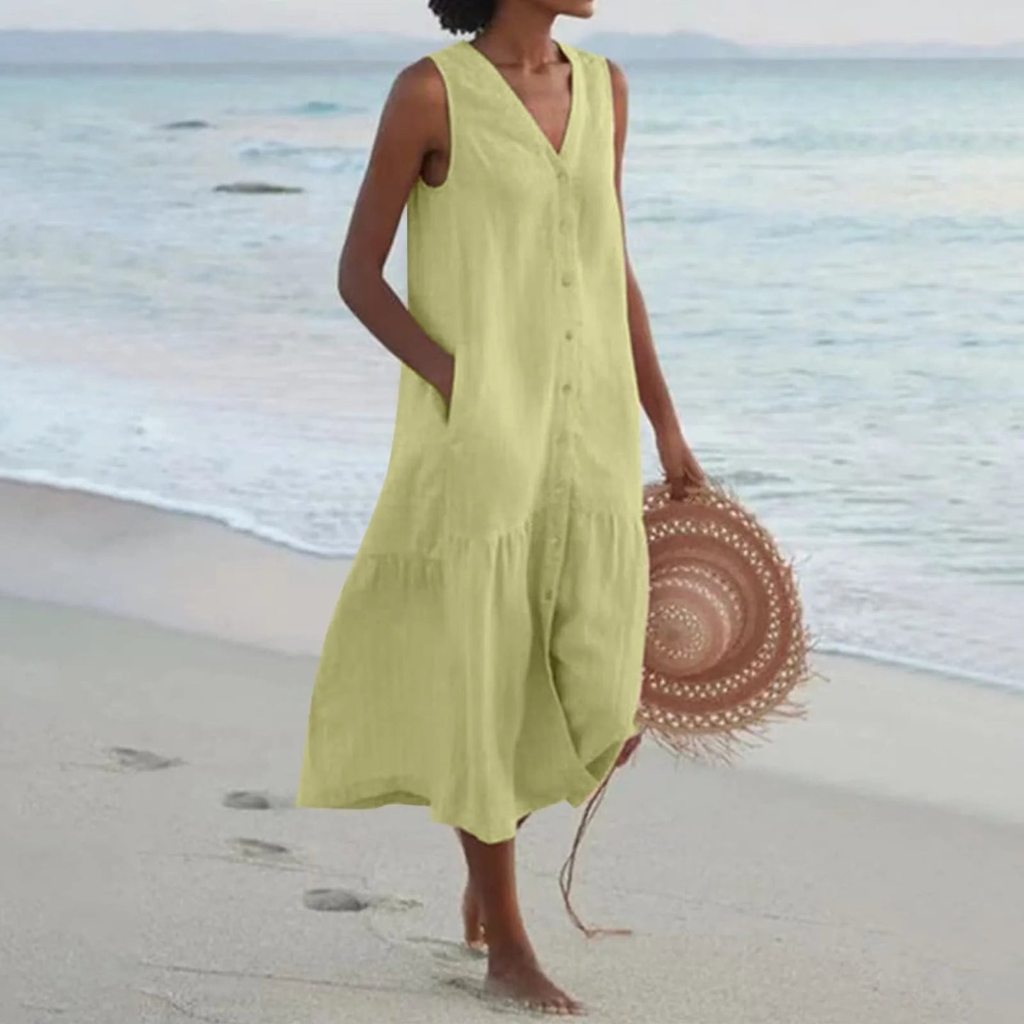 CM | elegante vestido midi de verano para mujer