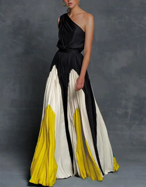 CM | maxi vestido de señora de un hombro