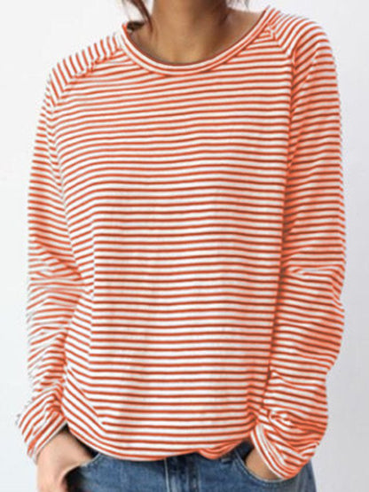 CM Blusa básica de algodón blanco y negro de manga larga