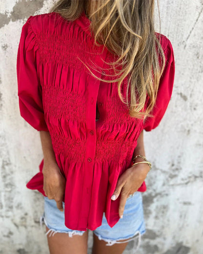 CM | Blusa Casual Moda Manga Corta Unicolor