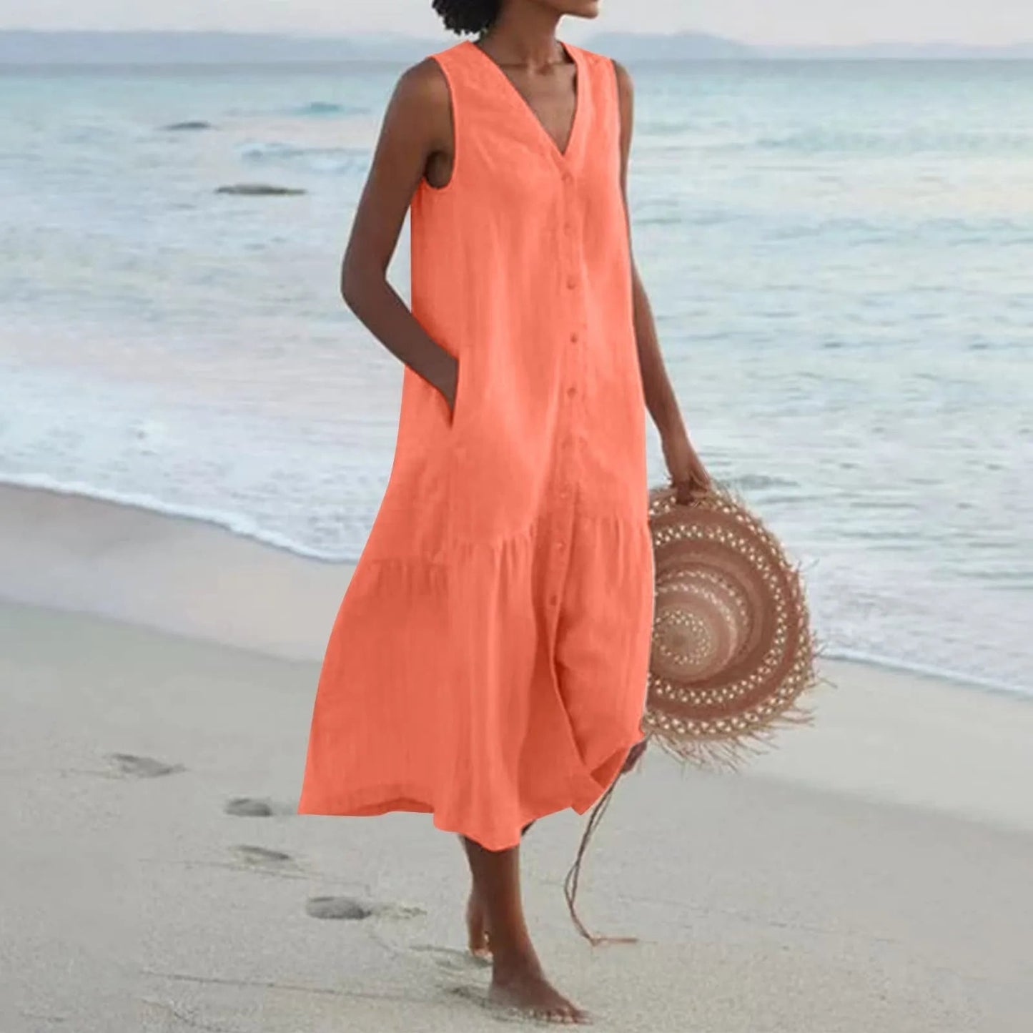 CM | elegante vestido midi de verano para mujer