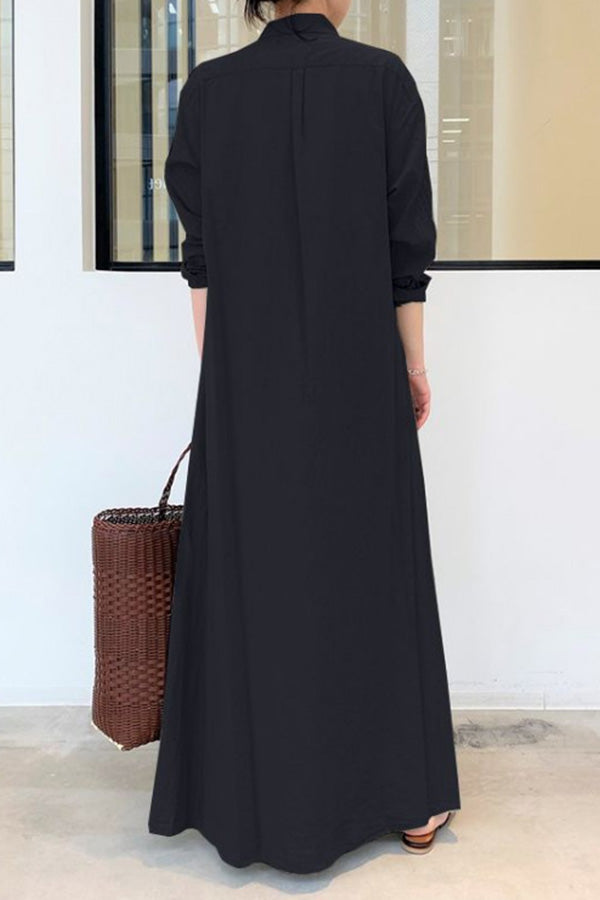 CM | Manga Larga Vestido Largo Casual Sencillo