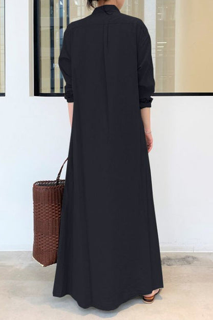 CM | Manga Larga Vestido Largo Casual Sencillo