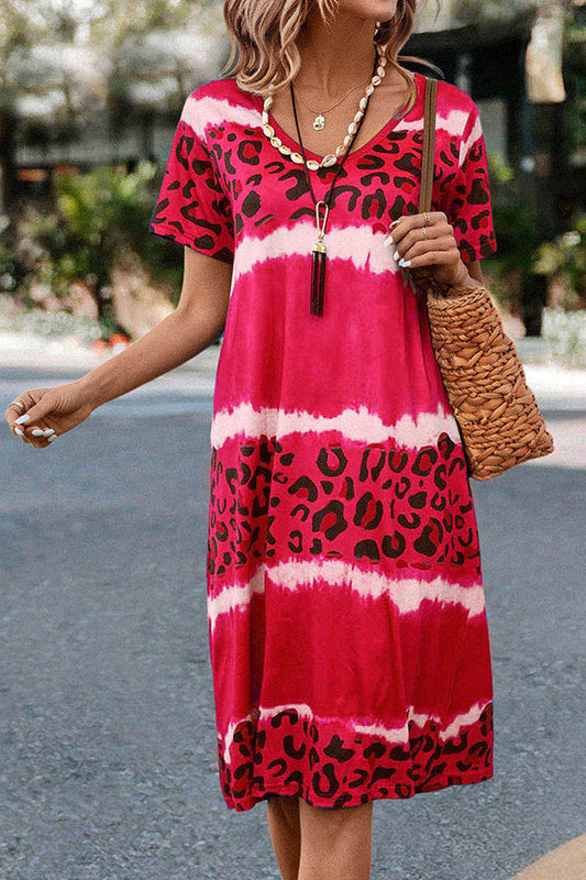 CM | Vestido Midi Casual con estampado de leopardo degradado