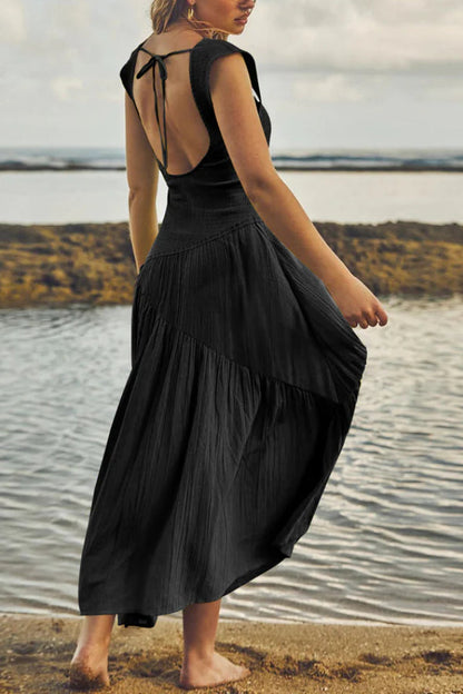 CM | MAXI VESTIDO FEMENINO CON VOLANTES