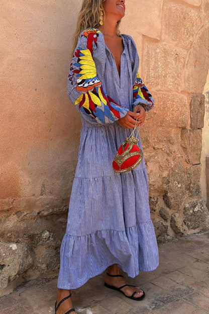 CM | Vestido largo a rayas rojas y blancas