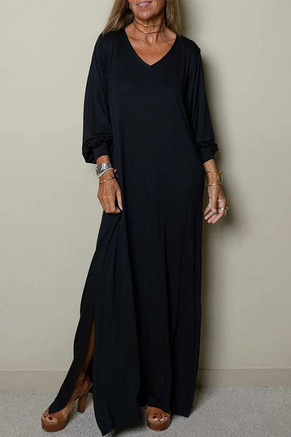 CM | Ladies Vestido maxi casual con escote en V