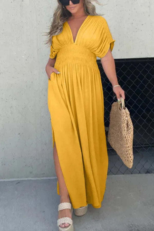 CM | MAXI VESTIDO LARGO CON ESCOTE EN V SIN ESFUERZO (COMPRA 2 ENVÍO GRATIS)