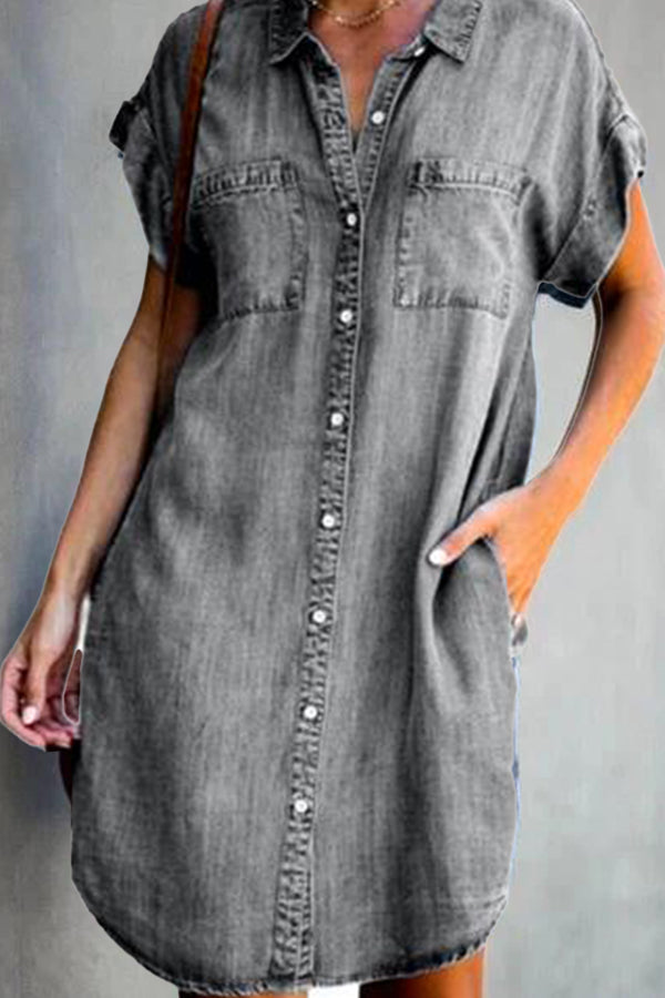 CM | Vestido midi vaquero de manga corta