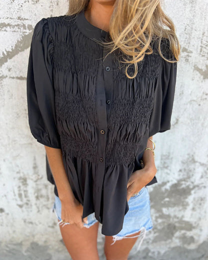 CM | Blusa Casual Moda Manga Corta Unicolor