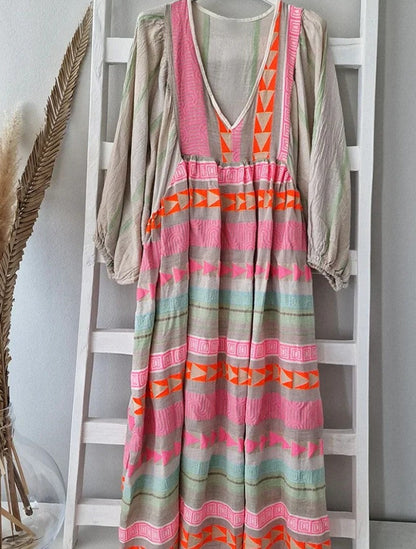 CM | Maxi vestido de manga larga con escote en V
