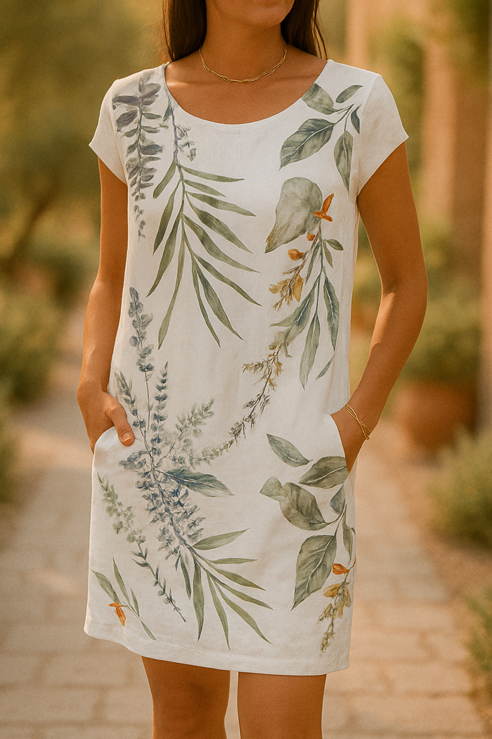 CM | Vestido corto informal de estilo elegante y mangas suaves