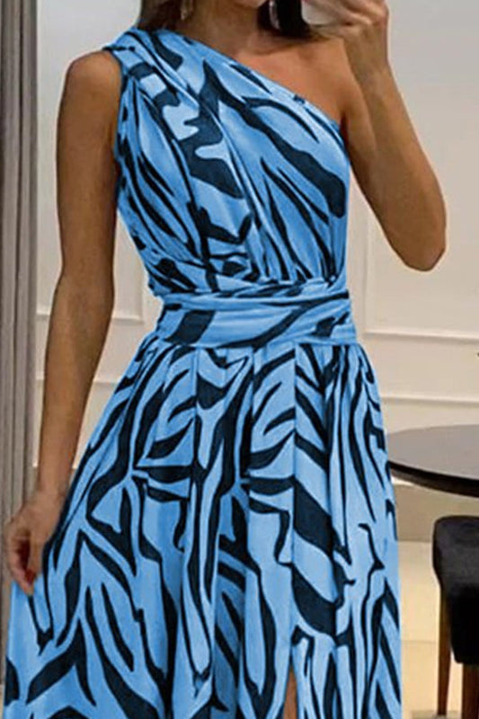 CM | Sexy Vestido largo estampado sin mangas y con abertura en la espalda