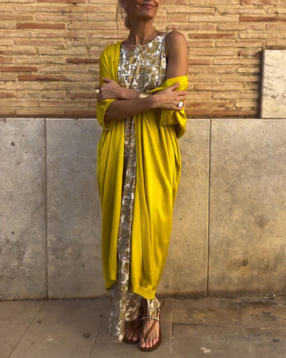 CM | Elegante vestido largo con cárdigan a juego