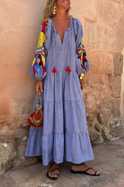 CM | Vestido largo a rayas rojas y blancas