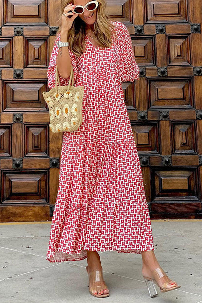 CM | Vestido midi con mangas abullonadas