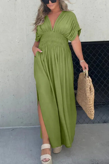 CM | MAXI VESTIDO LARGO CON ESCOTE EN V SIN ESFUERZO (COMPRA 2 ENVÍO GRATIS)