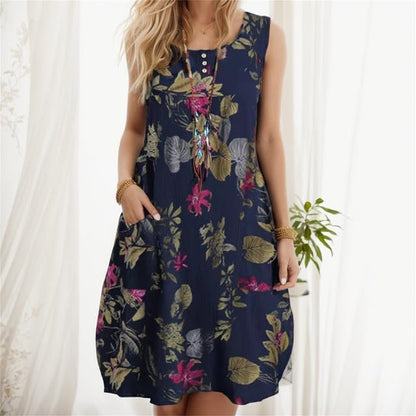 CM | Vestido midi floral de algodón con aire vintage