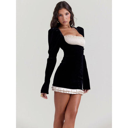 CM | Elegante mini vestido de manga larga sin espalda
