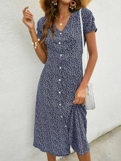 CM | Vestido corto con estampado y botones