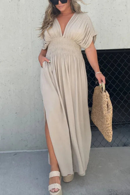 CM | MAXI VESTIDO LARGO CON ESCOTE EN V SIN ESFUERZO (COMPRA 2 ENVÍO GRATIS)