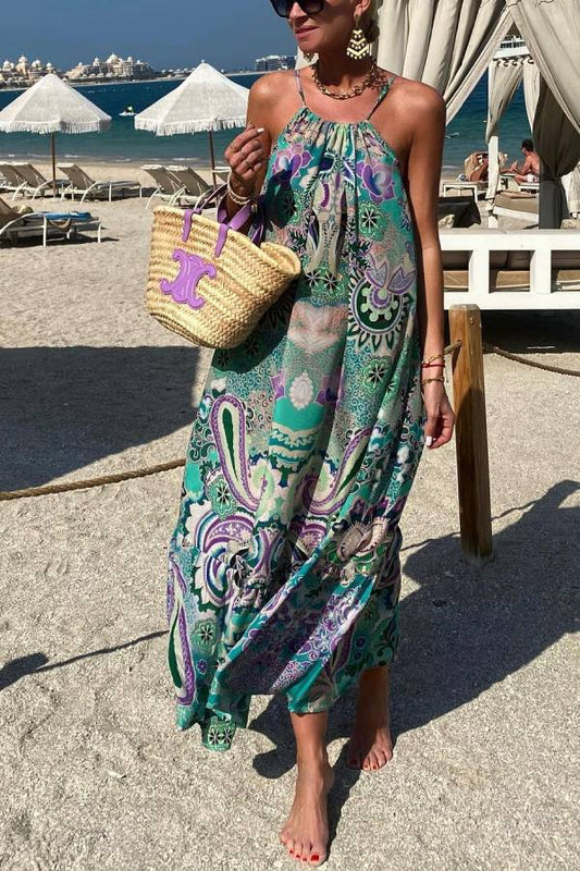 CM | Aqua Negro Seda Diseñador Maxi Vestido