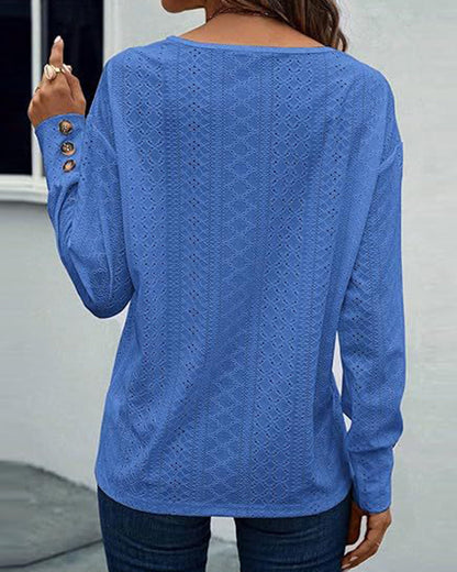 CM | Blusa casual cuello en V hueco monocromo