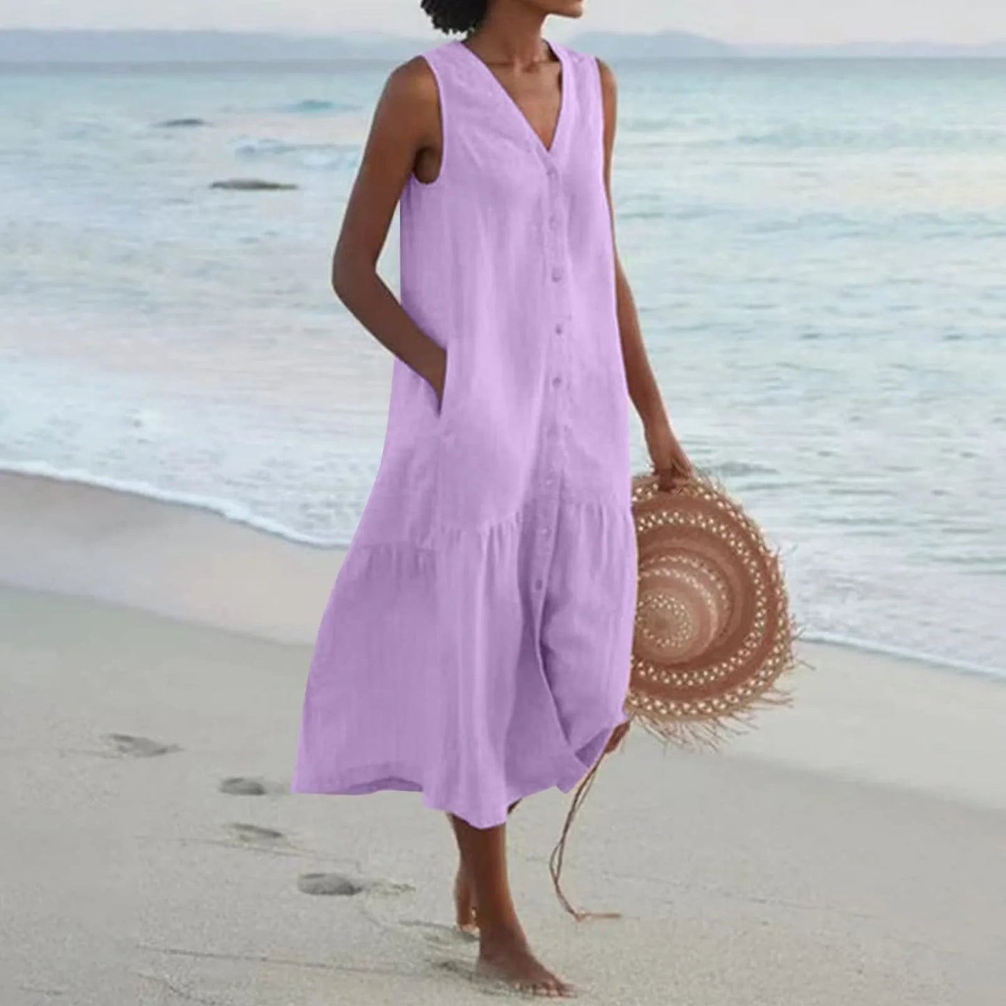 CM | elegante vestido midi de verano para mujer