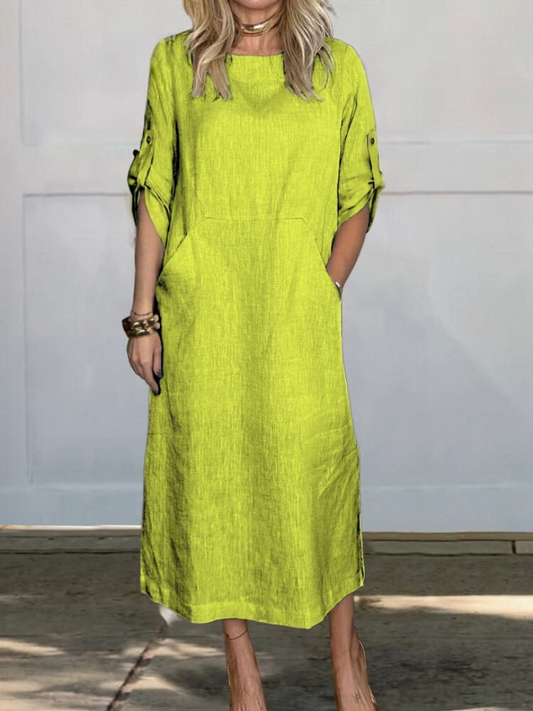 CM | Elegante vestido midi con bolsillos