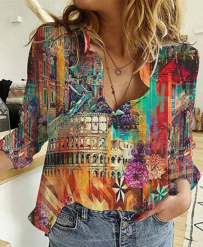 CM | Blusa casual estampada de manga larga