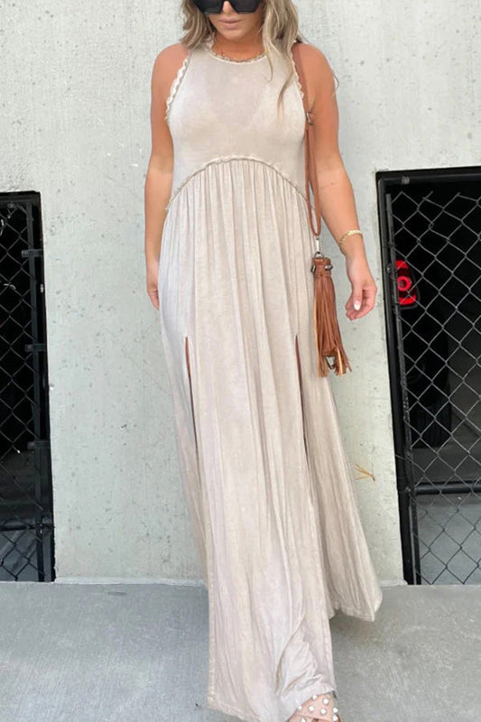 CM | Slit Casual Simple Loose Maxi Vestido Largo