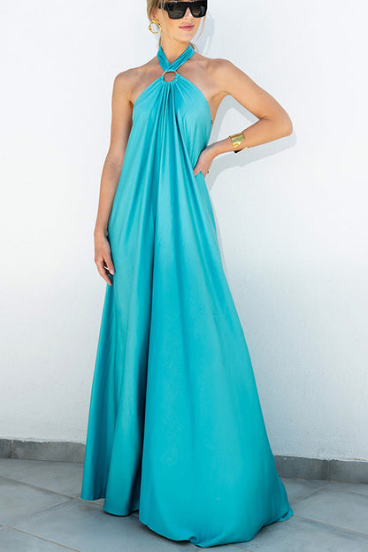 CM | Elegante y fabuloso maxi vestido de fiesta / vocación satinado halter sin espalda